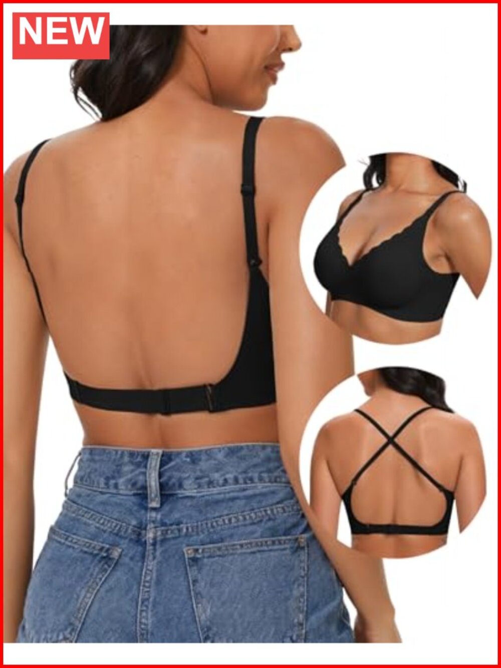 Women's Low Back Bra Halter Convertible Seamless Bralette